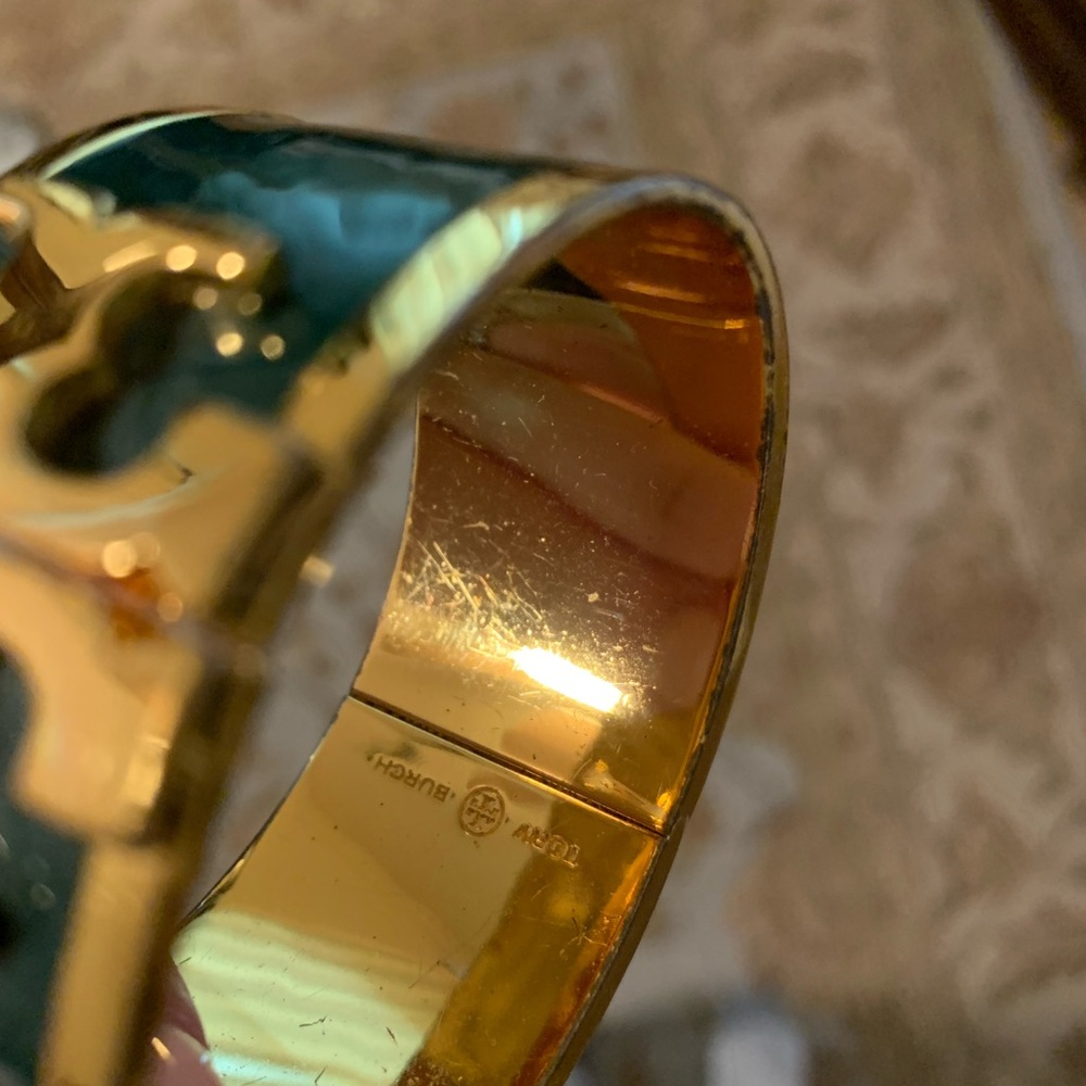 Tory Burch Gold and Green Enamel Bracelet